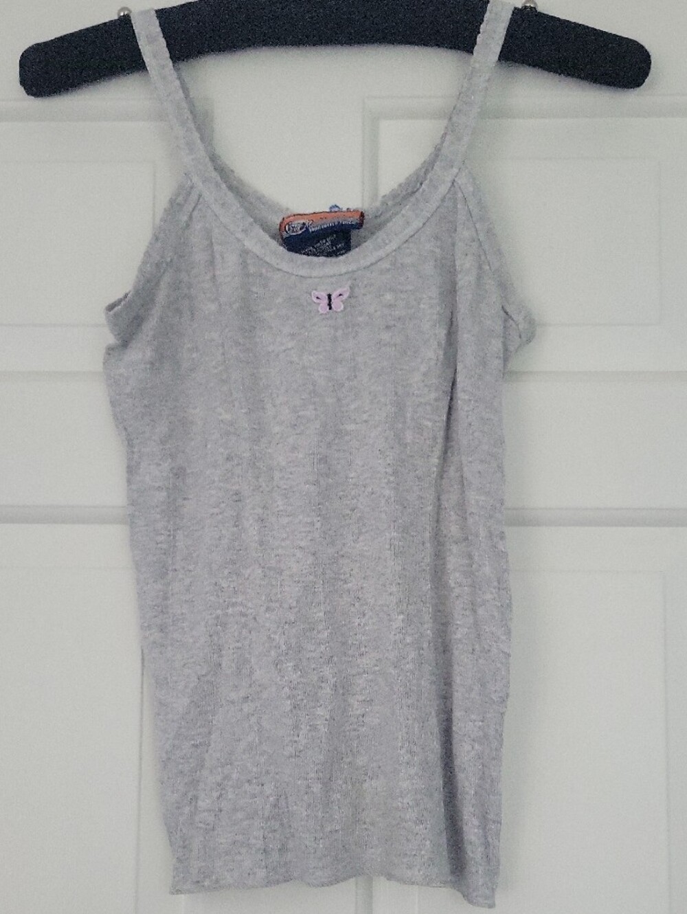 Y2K Vintage Bulldog Gray Ribbed Butterfly Tank Top - Women